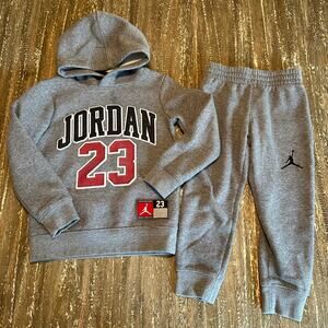 Jordan 2-Piece Hoodie Sweatshirt and Sweatpants Matching Set Gray Size 4 XS